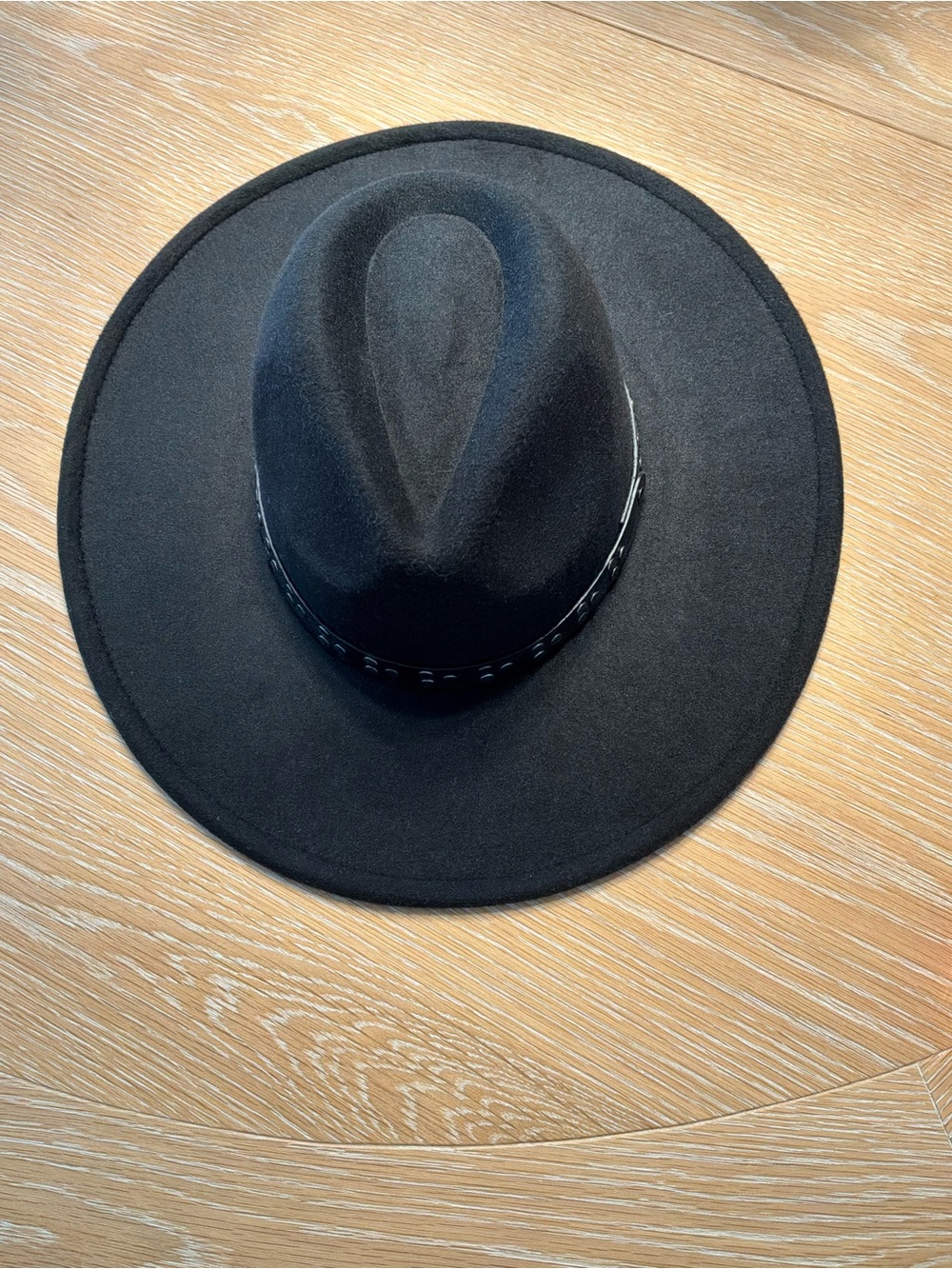 Wide Brim Black Felt Fedora Hat, NWOT